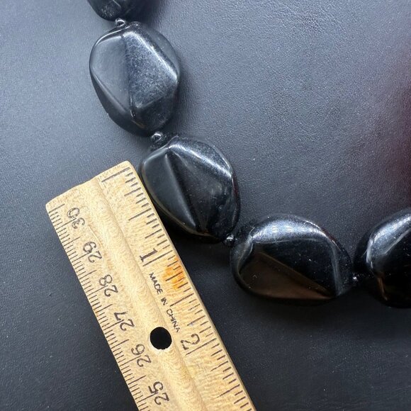 Black & Red Statement Beaded Necklace 19-22" Chunky Geometric - Picture 6 of 9